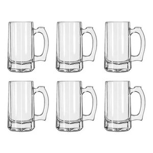Jogo 6 Caneca de Vidro para Chopp Cerveja Lotus Stein 355ml