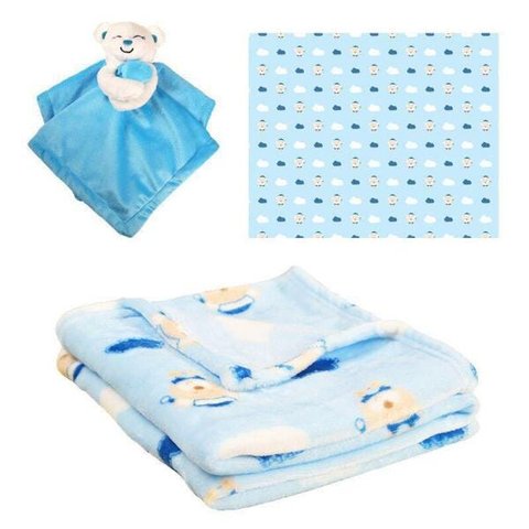 Manta com Naninha Azul Ursinho