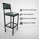 Ver imagem 4 de Banqueta Flora Altura 65cm com Reforço Preta Assento e Encosto Verde Kit 2 Unidades