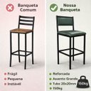 Ver imagem 5 de Banqueta Flora Altura 65cm com Reforço Preta Assento e Encosto Verde Kit 2 Unidades