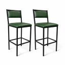 Ver imagem 2 de Banqueta Flora Altura 65cm com Reforço Preta Assento e Encosto Verde Kit 2 Unidades