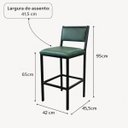Ver imagem 7 de Banqueta Flora Altura 65cm com Reforço Preta Assento e Encosto Verde Kit 2 Unidades