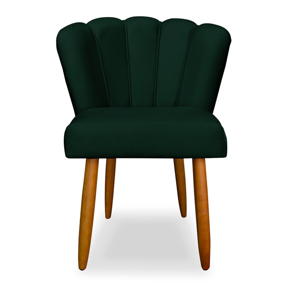 Cadeira de Jantar Pétala Estofada Pés Palito Veludo Verde - Montanaris Decor - 1