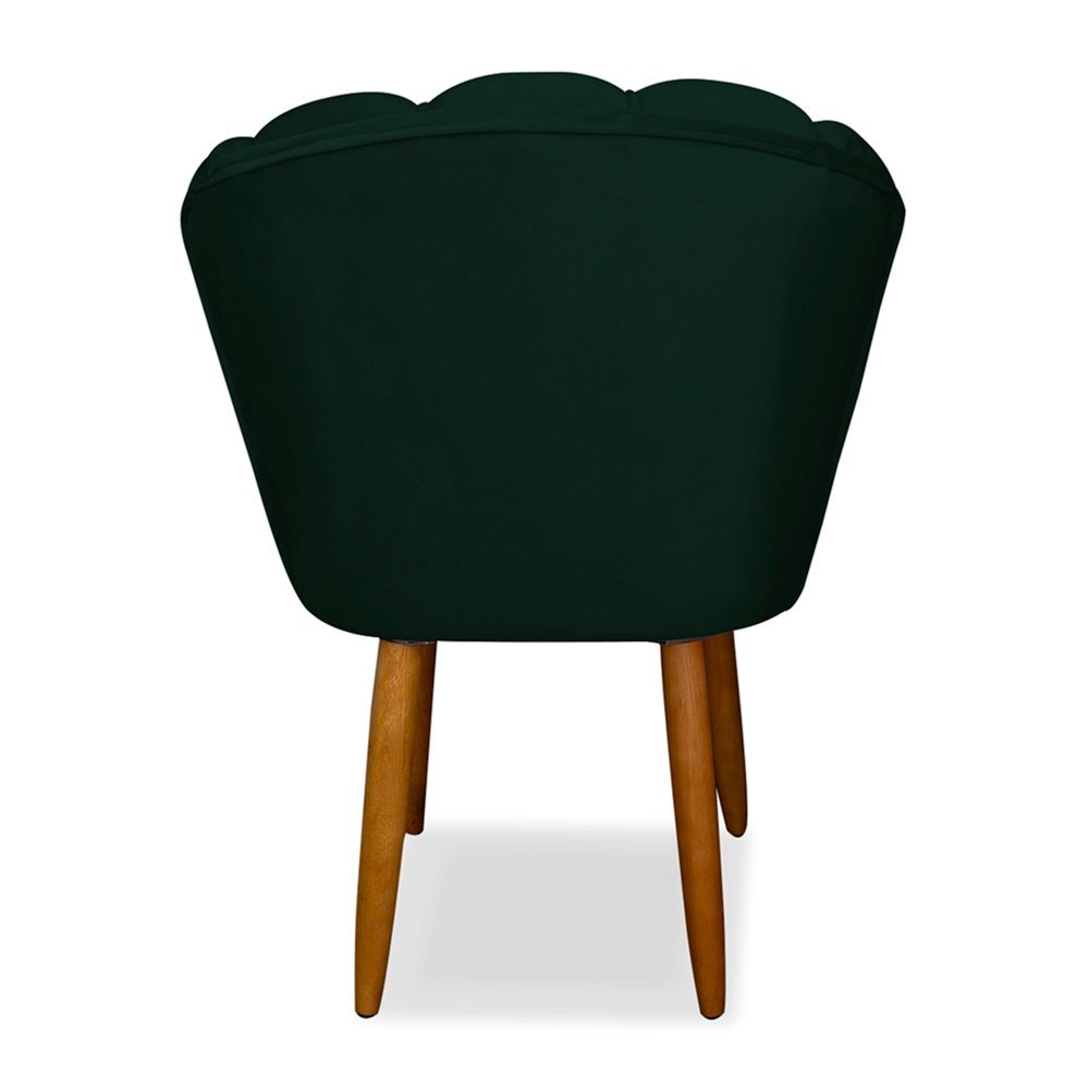 Cadeira de Jantar Pétala Estofada Pés Palito Veludo Verde - Montanaris Decor - 3