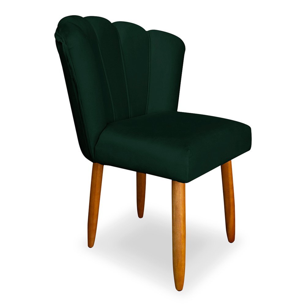 Cadeira de Jantar Pétala Estofada Pés Palito Veludo Verde - Montanaris Decor - 2