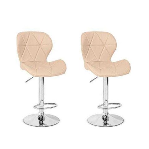 Conjunto 02 Banquetas Slim Couro PU Regulagem de Altura - Nude