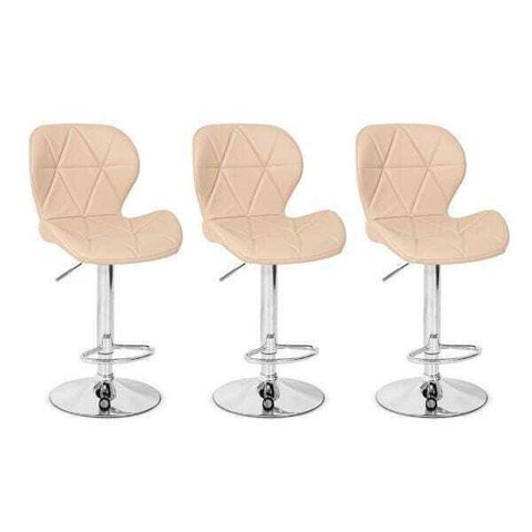 Conjunto 3 Banquetas Slim Couro Pu Regulagem de Altura - Nude