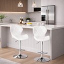 Ver imagem 2 de Conjunto 04 Banquetas Slim Material Ecológico Regulagem de Altura - Branca