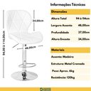 Ver imagem 3 de Conjunto 04 Banquetas Slim Material Ecológico Regulagem de Altura - Branca