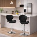 Ver imagem 2 de Conjunto 04 Banquetas Slim Material Ecológico Regulagem de Altura - Preta