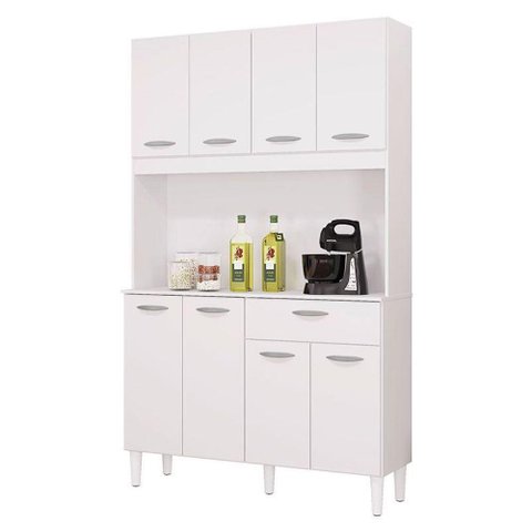 Cozinha Ambiente Kit Cassia 8 Portas Branco - Poquema
