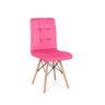 Cadeira Eiffel Gomos Veludo Estofada Base Madeira - Rosa - 1