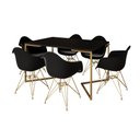 Ver imagem 2 de Mesa Jantar Industrial Preta 137x90cm Base V com 6 Poltronas Eames Eiffel Daw Pretas Base Dourada