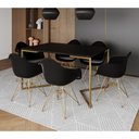 Ver imagem 1 de Mesa Jantar Industrial Preta 137x90cm Base V com 6 Poltronas Eames Eiffel Daw Pretas Base Dourada