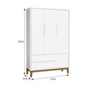 Ver imagem 2 de Guarda Roupa Infantil 3 Portas Classic Branco Fosco com Pés Amadeirado - Reller Móveis Branco