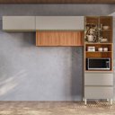 Ver imagem 1 de Cozinha Completa Proença 5 Portas 2 Gavetas Ripado com Vidro Nogueira/nude Prime Tx - Demobile