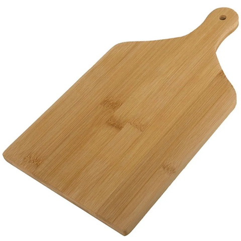 Tábua de Carne em Bambu com Cabo Tabua de Corte para Churrasco Legumes Frutas Média 47x22cm - Marrom