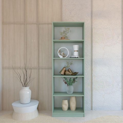Estante Livreiro Multiuso Eliana com 5 Nichos Verde Bellagio