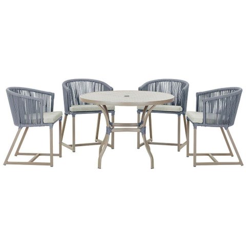 Mesa com 4 Cadeiras e Noronha Estofado 3 Trama Original Prata