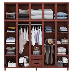 Guarda-roupa Roupeiro Grécia 5 Portas com Maleiro e Espelho - Cavazotto - Mogno - 2