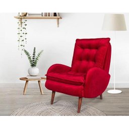 Poltrona Estofada Diandra Cia do Estofado - Vermelha - 1