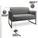 Ver imagem 3 de Kit Namoradeira e 2 Poltronas Decorativas Base Industrial Preta Maressa A26 Linho Grafite - Ibiza