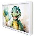 Ver imagem 1 de Quadro Decorativo Baby Dino em Moldura Caixa Tacolado Moldura Caixa 3cm Branca com Vidro 80 X 120cm