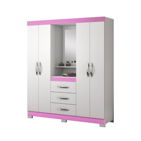 Guarda-roupa Solteiro Nt 5015 - 4 Portas 3 Gavetas com Espelho Central - Notável