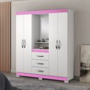 Ver imagem 2 de Guarda-roupa Solteiro Nt 5015 - 4 Portas 3 Gavetas com Espelho Central - Notável
