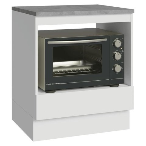 Balcão para Forno/Micro-Ondas 70 x 60 cm 1 Gaveta (com Tampo) Branco Madesa