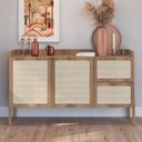 Ver imagem 1 de Balcão Buffet 2 Portas 2 Gavetas 139cm Palhinha Pé Madeira Oslo Artesano | Hanover