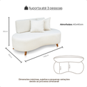 Ver imagem 3 de Sofá Bouclé Orgânico Offwhite 2 Lugares Tecido Premium com 2 Almofadas Sala Recepção