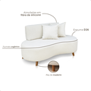 Ver imagem 4 de Sofá Bouclé Orgânico Offwhite 2 Lugares Tecido Premium com 2 Almofadas Sala Recepção