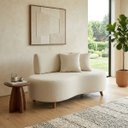 Ver imagem 1 de Sofá Bouclé Orgânico Offwhite 2 Lugares Tecido Premium com 2 Almofadas Sala Recepção