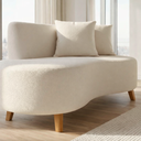 Ver imagem 2 de Sofá Bouclé Orgânico Offwhite 2 Lugares Tecido Premium com 2 Almofadas Sala Recepção