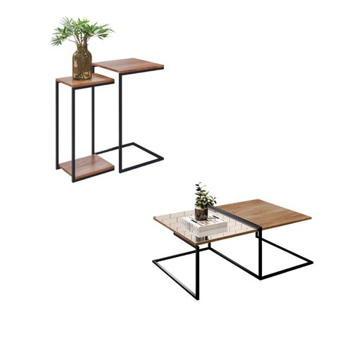 Jogo Mesa De Centro e Kit Mesa Lateral Aurora - ÉdeCasaMóveis                                                                                  
