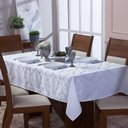 Ver imagem 3 de Toalha de Mesa 6 Lugares 1,60x2,00 Jacquard Medalhão Adamascado Retangular Branco