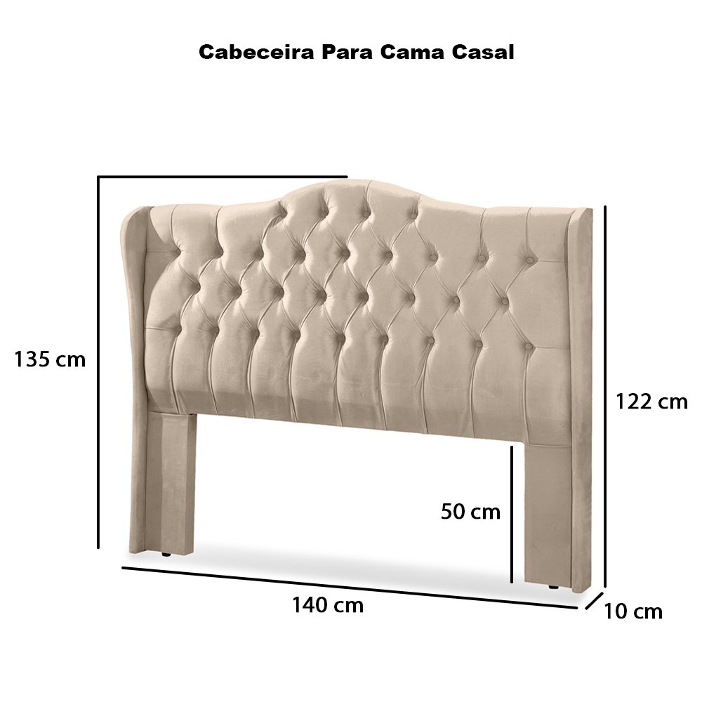 Conjunto Cabeceira Box com Recamier Divã para Cama Casal 1.40 Dubai Pávia Cappuccino- Lh Móveis - 7