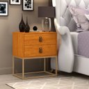 Ver imagem 1 de Mesa de Cabeceira Unic 45 Naturale Base Metalica Dourada