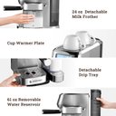 Ver mais imagens de Amzchef Máquina de Espresso com Lcd e 20 Bar, Frother Automático (prata)