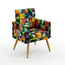 Ver imagem 2 de Kit 2 Poltronas Nina Rodapé e Puff Solar Suede Estampado Colorido Aradecor