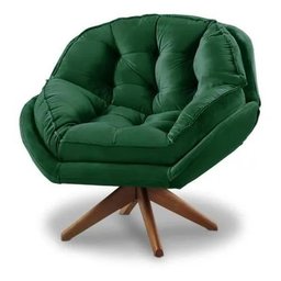Poltrona Decorativa Califórnia Giratória Suede Verde - Fm - 1