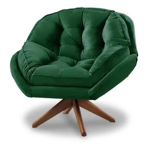 Poltrona Decorativa Califórnia Giratória Suede Verde - Fm