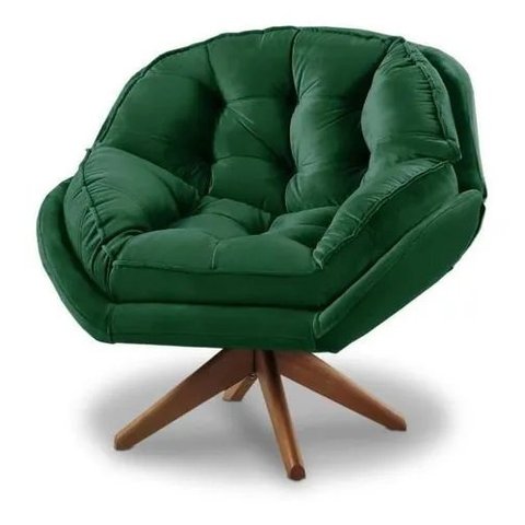 Poltrona Decorativa Califórnia Giratória Suede Verde - Fm