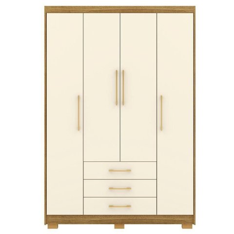 Guarda Roupa Solteiro 120 Cm 4 Portas 10088 Nature Champanhe Vlr Nature Champanhe