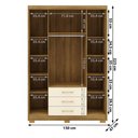 Ver imagem 2 de Guarda Roupa Solteiro 120 Cm 4 Portas 10088 Nature Champanhe Vlr Nature Champanhe