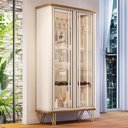 Ver imagem 2 de Cristaleira Évora Off White/cinamomo 2 Portas de Vidro - Hb Móveis