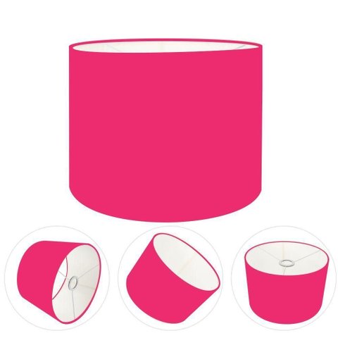 Cúpula Abajur e Luminária Cilíndrica Vivare Cp-7016 Ø35x30cm - Bocal Nacional Rosa-pink