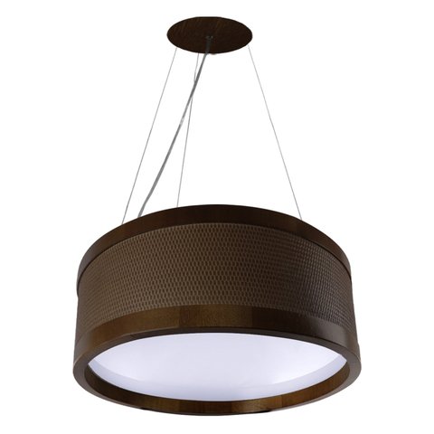 Pendente Antares Rattan de Madeira Redondo Madeluz 50x18 cm Imbuia