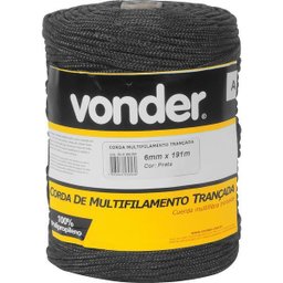 Corda Multifilamento 6,0mmx191M Preta - Vonder - 1